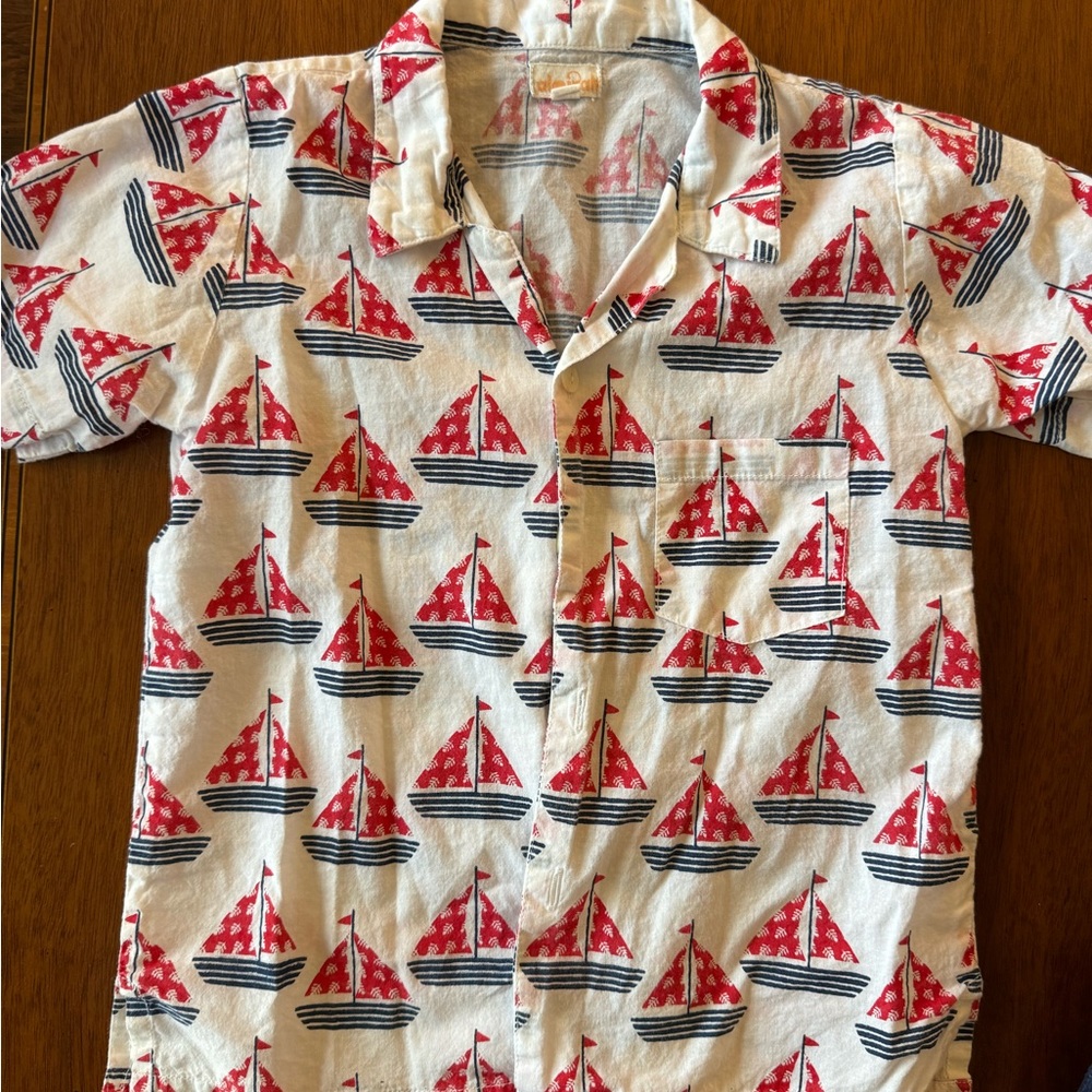 Almirah Sailboat short sleeve cotton shirt 3T